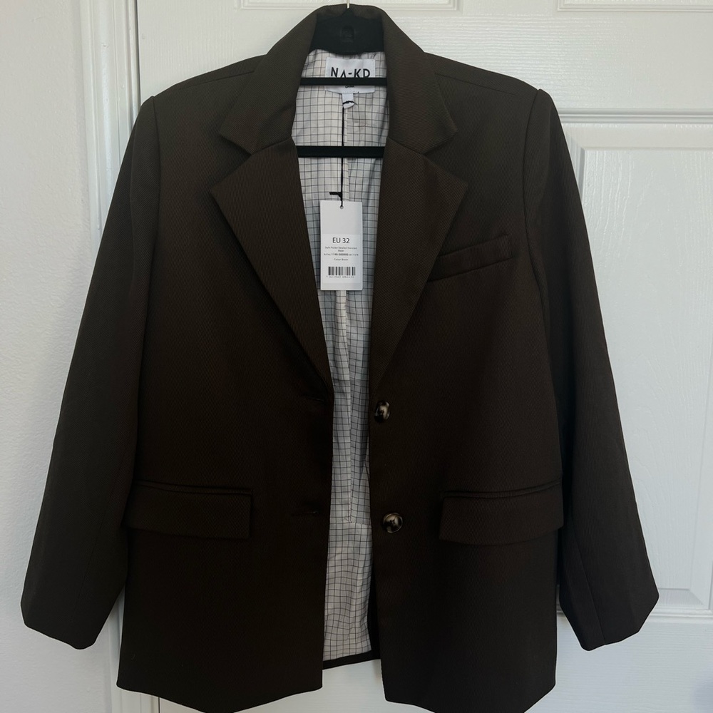 NA-KD oversized brown blazer